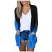 Long Shirt Outerwear Top Thin Warm Knitted Coat Women's Blouse V-Neck Shirt Tunic Long Women's Tunic Women's Shirt Casual Checked Shirt Women's Winter Chunky Knit Jacket E-blue. M