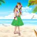 Girls Elastic Hawaiian Hula Dancer Grass Skirt with Flower Costume Set - Green | [Brand Name] - Buy Online on GoSupps.com