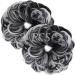 Messy Bun Hair Piece for Women Thick Updo Scrunchies Hair Extension Ponytail Hair Accessories Natural Black Mix Silver Grey 2 PCS 22# Natural Black Mix Silver Grey