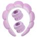 MUZOXEN Spa Headband for Washing Face  Velvet Makeup Headband  Bubble Skincare Headbands with Face Wash Wristbands  Sponge Puff Headband for Women Skin Care -Purple