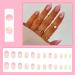 24Pcs Short Pink Swirl Oval Acrylic French Press on Nails - Glossy Fake Nails with Cute Designs for Women - Buy Online on GoSupps.com