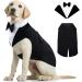 Kuoser Dog Tuxedo Dog Wedding Suit and Bandana Set Pet Clothes Puppy Formal Shirt with Removable Bow Tie Doggie Costume Small Medium Large Dogs Outfit for Party Birthday Festival XXL-Back length: 23.6" Chest:31.5-35.4" Black
