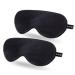 FMS Natural Silk Sleep Mask Blocks Light Completely 2 Packs Soft Lightweight Eye Mask with Adjustable Strap Best for Travel Meditation Shift Work and Daytime Napping (Black)