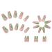 Justotry 24 Pieces Ballerina Press-On Nails - Short White & Green Swirl Acrylic Fake Nails for Women - Artsy Nail Art Design - Buy Online on GoSupps.com