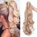 24"/60cm Curly Claw On Ponytail Extension Matte Material Wavy Clip In Pony tail Synthetic Hairpiece For Women Ash Blonde Mix Bleach Blonde 24 Inch Ash Blonde Mix Bleach Blonde