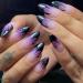 24 Pcs Halloween Pink Almond Short Press on Nails - SHANRUN Black Spider Web French Fake Nails Press ons Nail Art Tips Glue on Nails Full Cover Acrylic Stick False Nails with Ombre Purple Design Women Design A5