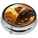 Buy Mini Travel Metal Pill Box | 2.0x2.0x0.7 in Elephant & Sunflower Design | Portable Medicine Organizer - Buy Online on GoSupps.com