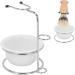 Bordstract Restaurant Stand Bowl Set - Professional Shaving Soap Peel Razor & Brush Holder for Men | Durable Stainless Steel & Nylon Wool Brush | Comfortable Silver White Design - Buy Online on GoSupps.com