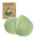 ESMOSEN 2 pc 100% Natural Green Tea konjac Facial sponges for deep face Cleansing and Gentle exfoliating  Safe for Delicate and Sensitive Skin