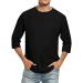 T-shirts for men round-necked 3/4 arm shirt basic t shirt men three-quarter arm shirt grandad shirt shirt dad tops oversized tshirt running shirt work shirt lemons l black