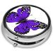Cute Purple Butterfly Mini Round Pill Box | 3 Compartment Travel Organizer | Portable Medicine Case for Home & Office - Buy Online on GoSupps.com