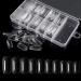 Acrylic wrong nail 100 pieces pkouocry long coffin form natural nail tips artificial nail tips fake nails with clear box 10 sizes 100 pieces (1 Pack)