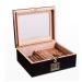 Humidor Cigar Clear Glass Travel Cedar Wood Humidifying Storage 25-30 Cigars