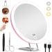 5X Magnifying Mirror with Light Large 5x Makeup Magnifying Mirror Lighted 5x Magnification Mirror with Adjustable Stand & Suction Cup 6inch Travel Magnifying Mirror Compact 5x LED Magnifying Mirror Pink 5X