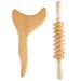 Wood massage tools for body shaping 2PCs wood therapy kit anti-cellulite lymphatic drainage massage integrating & 9-wheel wooden massage roller for legs back neck arms
