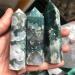 Double Happy Healing Crystal - Natural Green Moss Agate Quartz Point Tower (70-90mm) | Healing Crystals for Home Decoration & Unique Gifts - Buy Online on GoSupps.com