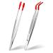 2 pieces of handicraft tweezers with rubber tips metal sticker tweezers with soft PVC-coated curved angular tweaked tweezers for the production of laboratory jewelry DIY handicrafts Stamp coins style B