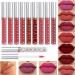 9Pcs Matte Liquid Lipstick+1Pcs Clear Lip Plumper Gloss Makeup Set Kit, Long Lasting Waterproof Moisturizing Velvet High Pigmented Lipstick Lip Stain Glaze Makeup Gift Sets for Girls Women colors 01 9+1 colors 01