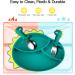 Silicone Toddler Plates Tableware Set with Suction Plates and Utensils - Green | BPA-Free, Self Feed Training, Microwave & Dishwasher Safe - Buy Online on GoSupps.com