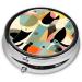 Mid-Century Modern Art Cat Round Pill Box | 3 Compartment Portable Organizer for Travel - Buy Online on GoSupps.com