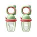 Bc Babycare Baby Food Feeder Pacifiers Two Size Baby Fruit Pacifier Feeder 2 Pack for Different Month Age Baby Silicone Food Grade Infant Teether Training Massaging Toy Could Rotate to Squeeze Green