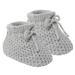2 x Pairs of Grey and White Knitted Booties for Newborn Babies