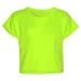 Loxdonz Girls Basic Dance Crop Top Kids Plain Short Sleeve Crop T-Shirt Tees Top 7-8 Years Neon Yellow
