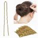 U Shaped Hair Pins Gold French Blonde Bobby Buns Clips for Updos Ballets 100 Pcs 6cm /2.4in Metal Hair Styling Grips for Women Girls