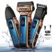 Electric Razor for Men, Mens Electric Shavers, Upgrade 3 In1 Dry Wet Electric Shaver with Beard Trimmer, Nose Hair Trimmer & Barber Rechargeable, with Pop-up Beard Trimmer, Chargeable Blue