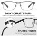 LVIOE Clear Real Glasses - Smoky Quartz Lenses Blue Light Blocking Gun Frame 1.0x Reading Glasses - International Shipping Available - Buy Online on GoSupps.com