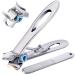 Nail Clippers for Thick Nails - Pretty Diva Wide Jaw Opening Oversized Nail Clippers, Stainless Steel Heavy Duty Toenail Clippers for Thick Nails, Extra Large Toenail Clippers for Seniors Elderly Silver