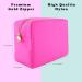DANCOUR Large Pink Makeup Bag & Toiletry Organizer for Women - Nylon Cosmetic Pouch, Travel-Friendly, Preppy Style - Hot Pink Makeup Storage for Girls - Buy Online on GoSupps.com