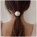 Yheakne Vintage Pearl Hair Tie Elastic Black Hair Rope Band Nylon Ring Hair Band Rope Ponytail Holder Pearl Hair Tie Accessories for Women and Girls Gifts (Black B)