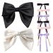 Svitzoot Set of 2 Hair Clips with French Bow + 6 Pieces Duck Bill Bow Hair Clip French Hair Clips for Girls Elegant Satin Hair Band Hair Bow with Thin Bands