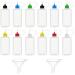 12 Pcs 1 Ounce Precision Tip Applicator Bottles 30ML Needle Tip Squeeze Glue Bottles with 2 Pcs Mini Funnels for Paint Quilling Craft  Glue  Liquid  Alcohol Ink  Acrylic Painting  Multicolor Lids