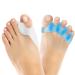 2 pairs of toe spreader silicone and 2 pairs of hallux valgus toe spreader for overlapping toes toe spreader for all toes mitigated foot pain (blue and white)