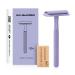 Kinghood Double Edge Safety Razor for Men & Women, Eco Friendly Women Razor for Body & Face, Zero Waste Reusable Razor, Metal Handle Safety Razor with 10 Blades (Light Purple)