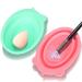 Unaone 2 PCS Makeup Brush Cleaning Mat Silicone Makeup Brush Cleaning Pad Cosmetic Brush Cleaner Foldable Makeup Brush Cleaning Bowl for Makeup Brush and Makeup Sponge Pink and Green