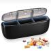Small Pill Case Pill Organizer with 3 Compartment Waterproof and Moisture Mini Pill case for Vitamins Pills Fish Oil Supplements Supplements (Black)