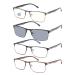 Oen 4 Pack reading glasses men rectangular metal frame blue light protection spring hinges sunshine in several colors contain several colors 1.5 x