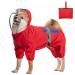 Slowton raincoat dog waterproof reflective dog rain coat with a hood and storage bag for small medium and large dogs hundred jacket for walks windproof and light xxl (back length: 50cm) red