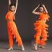 Adult Women's Fringe Latin Dance Pants - Black Tassel Performance Costume - Orange - Medium - Buy Online on GoSupps.com