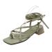 Ladies Lightweight Orthotic Slip on Sandals Women's Chunky Heels Square Open Toe Strappy Bunion Corrector Shoes Summer Outdoor Hiking Walking Beach Sandals for Plantar Fasciitis 7.5 Green