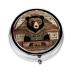 Rustic Lodge Bearround Pill Box 3 Compartment Round Pill Box Organizer # Portable Travel Pill Box for Traveling.