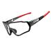 ROCKBROS Photochromic Sunglasses for Men Women Cycling Sunglasses Safety Sport Sunglasses UV Protection Black-red