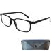 Mini glasses designer anti blue light glasses reading glasses rectangular free case plastic frame with spring hinge blue light filter glasses and men black 2.5 dioptria