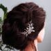 Teyglen Dainty Pink Crystal Rhinestones Bride Wedding Hair Comb Bridal Rose Gold Pearl Beads Side Hair Combs Simple Headpieces Hair Accessories for Women Bride Girls
