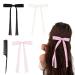 Bow Hair Clips with Long Tail Silky Satin Hair Bows Ponytail Holder Accessories Hair Barrette Hair Ribbon for Girls for weddings parties festivals (Black white pink)