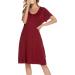Lovasy Women's Dark Red Button Down Nightdress with Pockets - Soft Maternity and Nursing Nightie - Buy Online on GoSupps.com