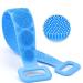Silicone Bath Brush for Shower- Back Body Brush Scrubber  Shower Pull-tab Double-Sided Long Strip Silicone Bath Belt  Easy to Clean-Exfoliate  Blue